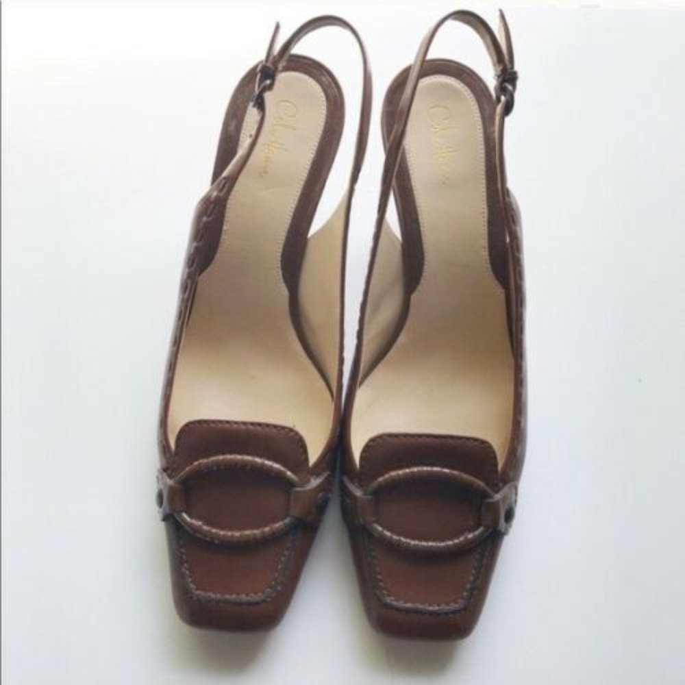 Cole Haan tan leather slingback heels sz 9.5